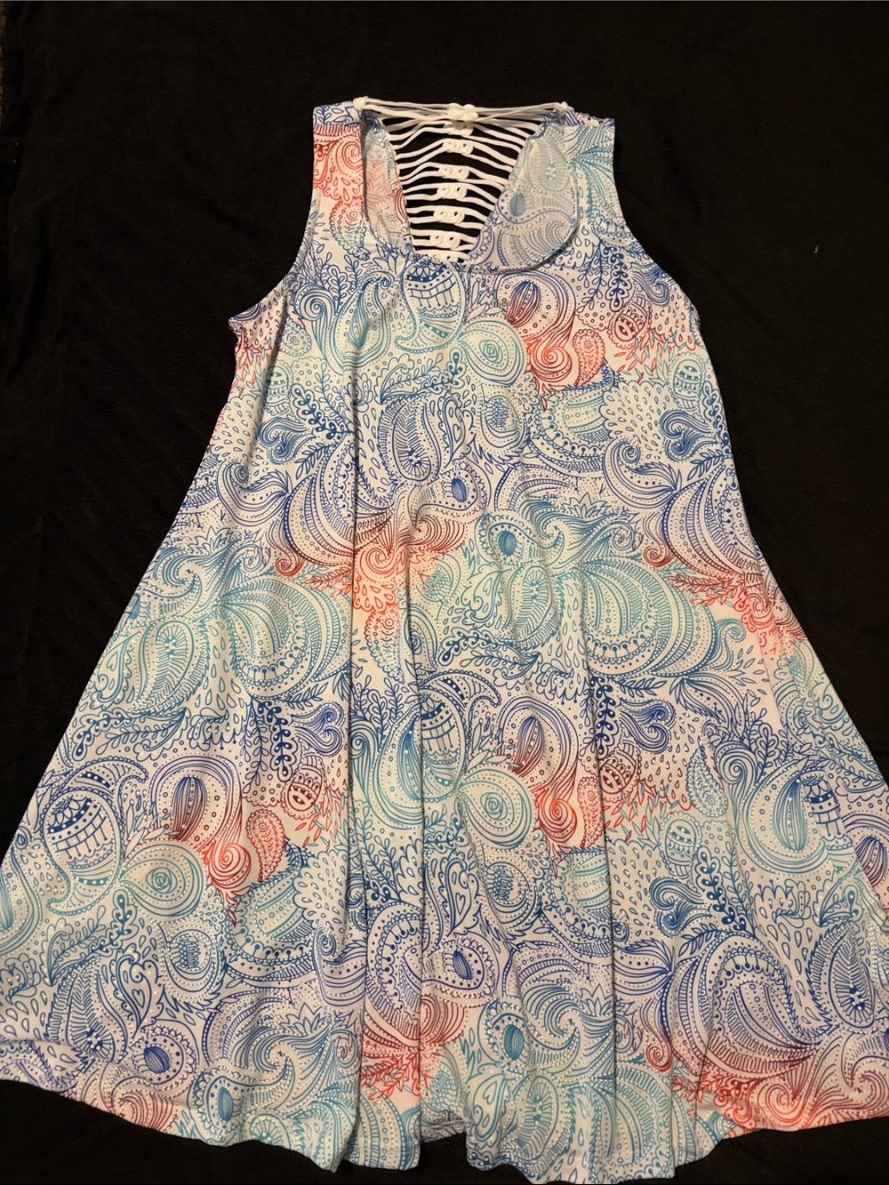 Shoreline Multicolor Paisley Swing Dress with Lattice Back